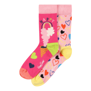 Happy Socks Șosete 'Happy Love' roz deschis / roz neon / galben neon / verde neon / negru imagine