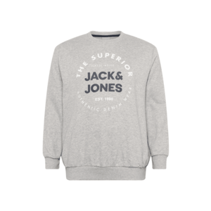 Jack & Jones Plus Bluză de molton 'HERRO' gri amestecat / alb / albastru noapte imagine