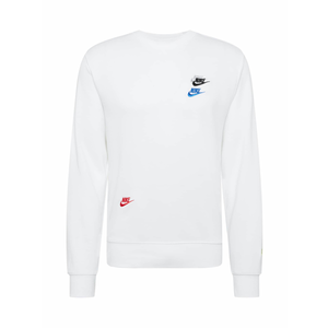 Nike Sportswear Bluză de molton alb murdar / negru / albastru / roșu pepene imagine