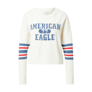 American Eagle Pulover crem / albastru fumuriu / roșu imagine