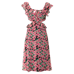 Trendyol Rochie de vară roz / negru / verde imagine