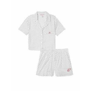 Pijama, Victoria's Secret, Cotton Cropped Short PJ Set, White Black Dot, Marime M imagine