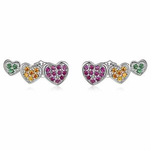 Cercei din argint Coloured Trio Hearts imagine