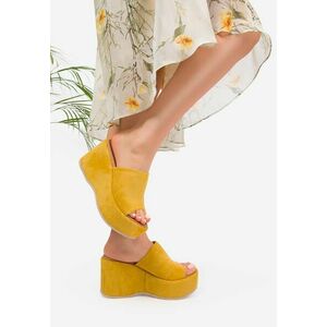 Papuci cu platformă Belona galbeni imagine