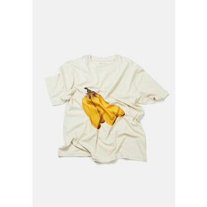 Tricou de bumbac organic cu imprimeu cu fructe si decolteu la baza gatului imagine