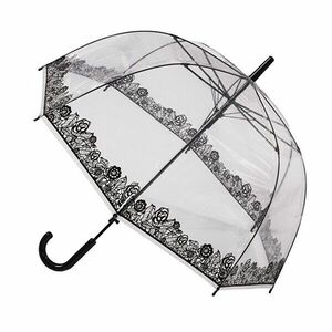 Blooming Brollies Doamnelor holovaty transparent umbrela Clear Dome Stick with Black Lace Effect POESLACE imagine