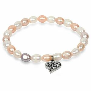 JwL Luxury Pearls Brățară fină din perle reale cu inimă metalică JL0293 imagine
