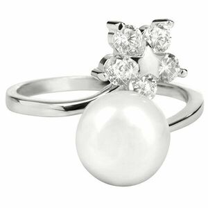 JwL Luxury Pearls Inel din argint cu perla naturală și cristale transparente JL0322 imagine