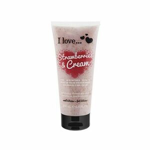 I Love Exfoliant de duș natural cu aroma de căpșuni și smântână fină (Strawberries & Cream Exfoliating Shower Smoothie) 200 ml imagine
