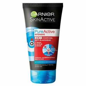 Garnier 3in1 impotriva punctelor negre Pure Active (Intensive Charcoal Anti-Blackhead) 150 ml imagine
