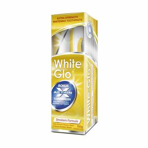 White Glo Fumătorii speciale pentru fumatori - albire 150g pasta de dinti, plus periuță de dinți și periuțe de dinți imagine