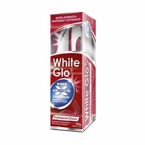White Glo Pasta de dinti profesionale Albire 150g, plus periuta de dinti si perii interdentare imagine