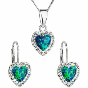 Evolution Group Set de bijuterii inimă cu cristale Preciosa 39161.1 și verde s.opal (cercei, lanț, pandantiv) imagine