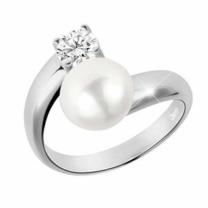 JwL Luxury Pearls Inel de argint cu perlă albă și cristal transparent JL0432 imagine