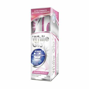 White Glo White Glo Pasta de dinți Sensitive Forte 150g + Periuță de dinți și periuță de dinți Interdental imagine