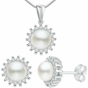Silvego Set din argint VERA perle albe autentice LPS1166 (cercei, pandantiv) imagine