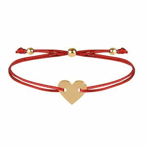 Troli Brățară șnur charm cu o inimă - șnur roșu / accesoriu inimă placat cu aur imagine