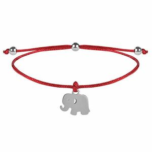 Troli Brățară șnur charm Elefant - roșie/oțel imagine
