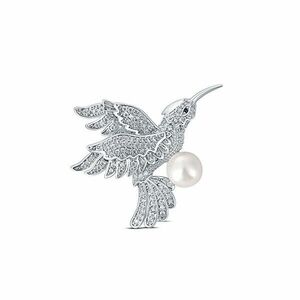JwL Luxury Pearls Broșă fermecătoare placata cu aur cu perle reale Colibri JL0515 imagine