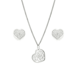 Praqia Jewellery Set argintiu SE1750_CU040_50_NA0846 (lanț, pandantiv, cercei) imagine
