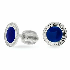 Praqia Jewellery Cercei minimaliști din argint cu centrul albastru NA5109_RH imagine