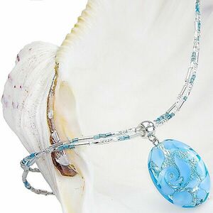 Lampglas Colier elegant Blue dantelă cu perla Lampglas cu argint pur NP4 imagine