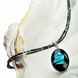 Lampglas Colier excepțional Turquoise Shards cu perla Lampglas cu argint pur NP12 imagine