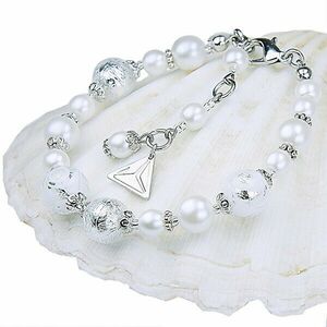 Lampglas Brățară elegantă Whitedantelă cu perle Lampglas cu argint pur BP1 imagine