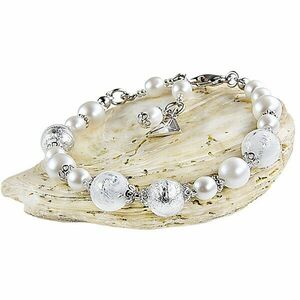 Lampglas Brățară elegantă WhiteRomance cu perle Lampglas cu argint pur BV1 imagine