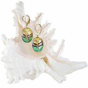 Lampglas Cercei originali Green Sea World din perle Lampglas cu aur de 24 de carate EP26 imagine