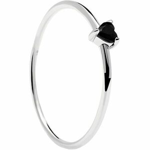 PDPAOLA Minimalistic inel din argint cu inimioară Black Heart Silver AN02-224 56 mm imagine