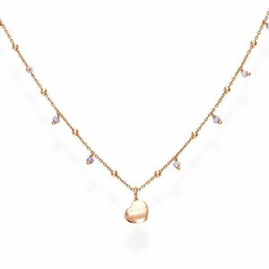 Amen Colier din argint placat cu aur roz, cu cristale și inimă Candy Charm CLCURL3 imagine