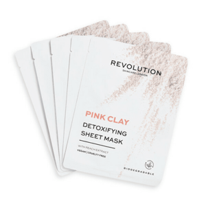 Revolution Skincare Set de măști de față cu lut roz Biodegradable (DetoxifyingPinkClay Sheet Mask) imagine