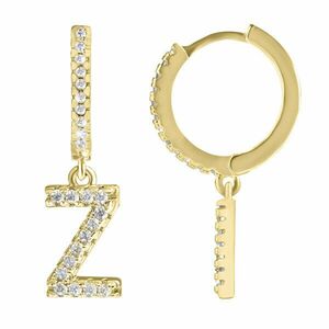 Troli Cercel rotund single placat cu aur "Z" cu zirconii imagine