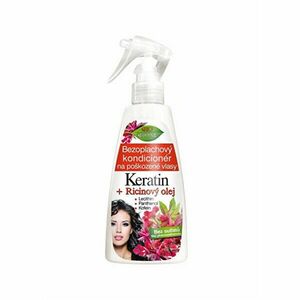 Bione Cosmetics Balsam regenerativ pentru păr deteriorat fără clătire Keratin + Ricinový olej 260 ml imagine