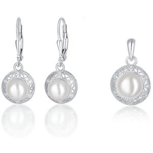 JVD Set de bijuterii din argint cu perle (pandantiv, cercei) SVLS0037SH2P100 imagine