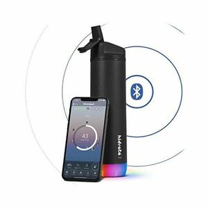 HidrateSpark Sticlă inteligentă din oțel inoxidabil cu pai 620 ml, Bluetooth tracker, neagră imagine