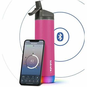 HidrateSpark Sticlă inteligentă din oțel inoxidabil cu pai 620 ml, Bluetooth tracker, roz imagine