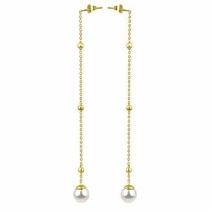 Troli Cercei lungi placați cu aur cu perlă VEDE0141G-PE imagine