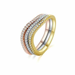 MOISS Set elegant de inele de argint tricolore cu zirconii R00020 54 mm imagine