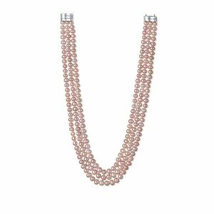 JwL Luxury Pearls Colier cu trei rânduri realizat din adevărate perle de râu roz JL0671 imagine
