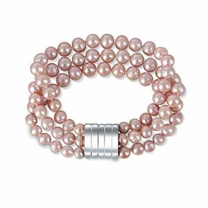 JwL Luxury Pearls Brățară cu trei rânduri realizată din adevărate perle de râu roz JL0672 imagine