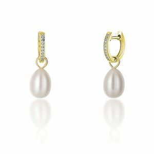 JwL Luxury Pearls Cercei rotunzi placati cu aur de ducesăKate cu perle reale și zirconii 3in1 JL0686 imagine