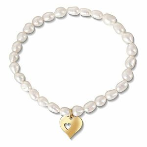 JwL Luxury Pearls Brățară fină din perle adevărate cu inimă placată cu aur JL0691 imagine