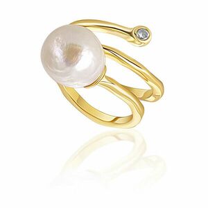 JwL Luxury Pearls Inel placat cu aur, cu perla reala si zirconiu JL0692 54 mm imagine