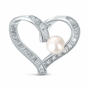JwL Luxury Pearls Broșă strălucitoare de inimă asimetrică cu perle reale și cristale JL0695 imagine