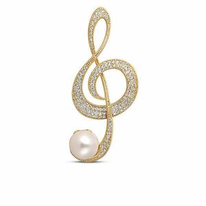JwL Luxury Pearls Broșă strălucitoare cu perlă Cheie Sol 2in1 JL0702 imagine