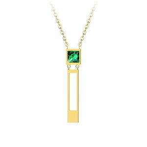 Preciosa Colier din oțel placat cu aur Straight cu cristal Preciosa verde 7391Y66 imagine