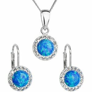 Evolution Group Set de bijuterii strălucitoare cu cristale Preciosa 39160.1 & blue opal (cercei, lanț, pandantiv) imagine