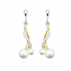 MOISS Cercei bicolori din argint de lux cu perle reale EP000171 imagine